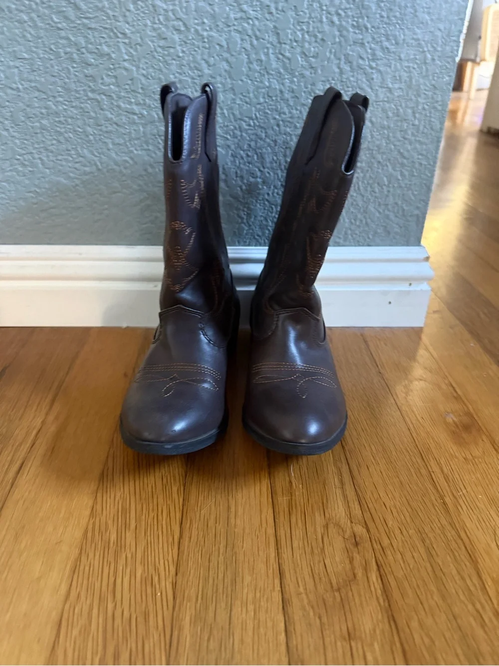 DREAM PAIRS Girls Brown Cowboy Western Boots Size 2